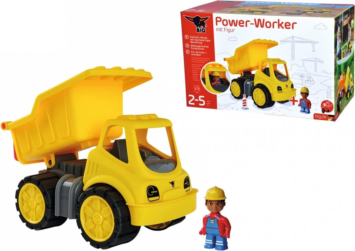 BIG Power-Worker Kiepwagen + Figuur: robuust speelgoedvoertuig - afbeelding 1