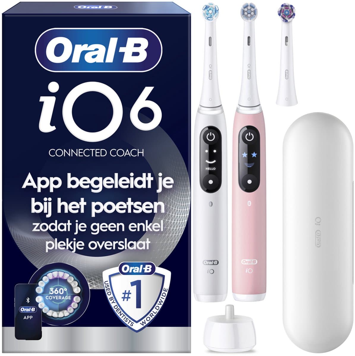 Oral-B iO 6 Elektrische Tandenborstel Duo - Wit & Roze - 1 set - afbeelding 1