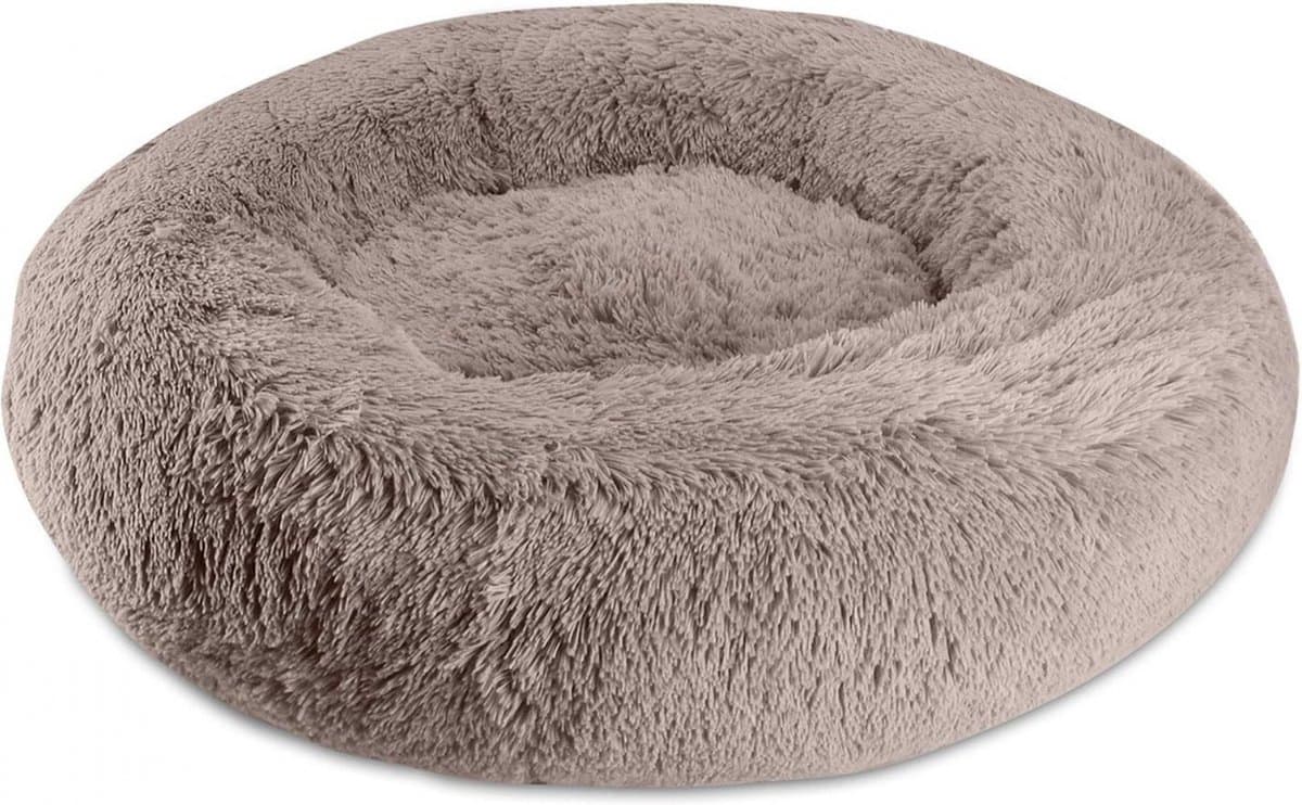 Donut Hondenmand - Kattenmand - Maat M - 60cm (ligvlak van 45cm) - Kaki - Fluffy en Wasbaar