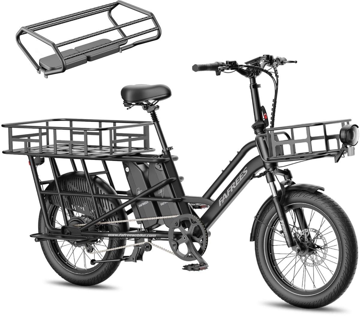 FAFREES FF20 CUV Familie Longtail E-Cargo Bike – Modulair, Dual-Accu 140km Bereik, 200kg Laadvermogen, Hydraulische Remmen – Zwart