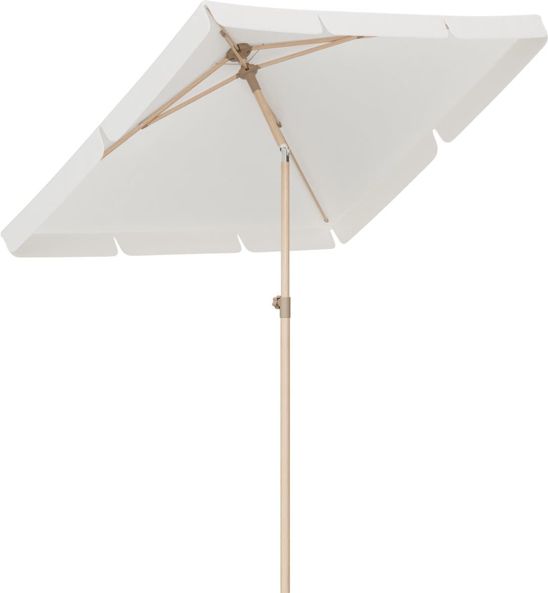 LifeGoods Parasol - Tuin - Balkonparasol - 200x125cm - 30° Kantelbaar - Waterdicht - UPF50+ - Houtlook - Crème - afbeelding 1