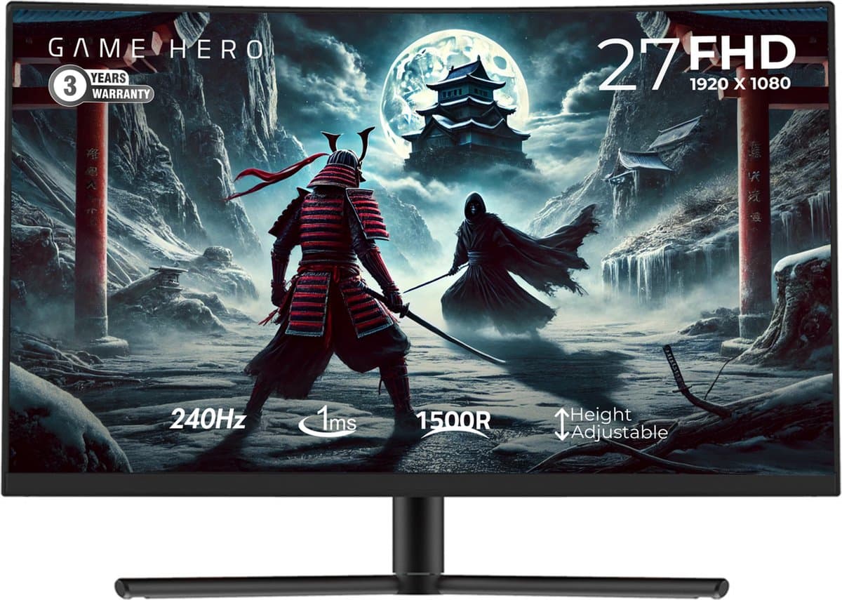 GAME GAME HERO 27" Curved: 240Hz VA, 1ms, Full HD - afbeelding 1