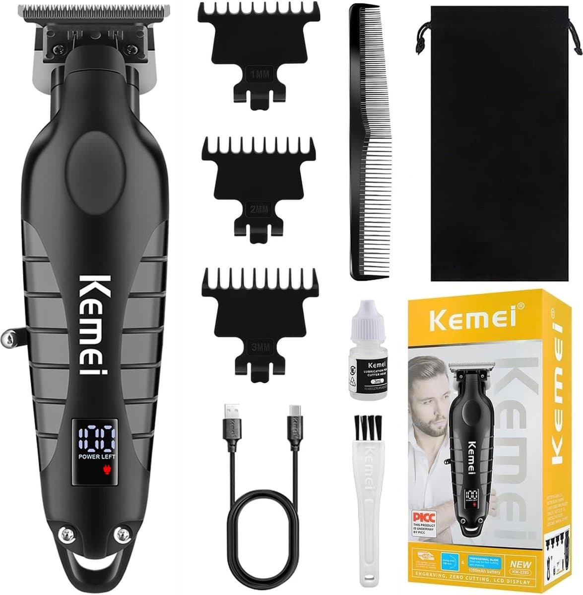 Kemei Tondeuse - KM 2293 - Draadloze Tondeuse - Professionele tondeuse - Haren Millimeteren - Contouren - Haren Scheren - Kapper Tondeuse - Kapper Kwaliteit - Baard Trimmer - Haar Trimmer - Beard and Hair Trimmer