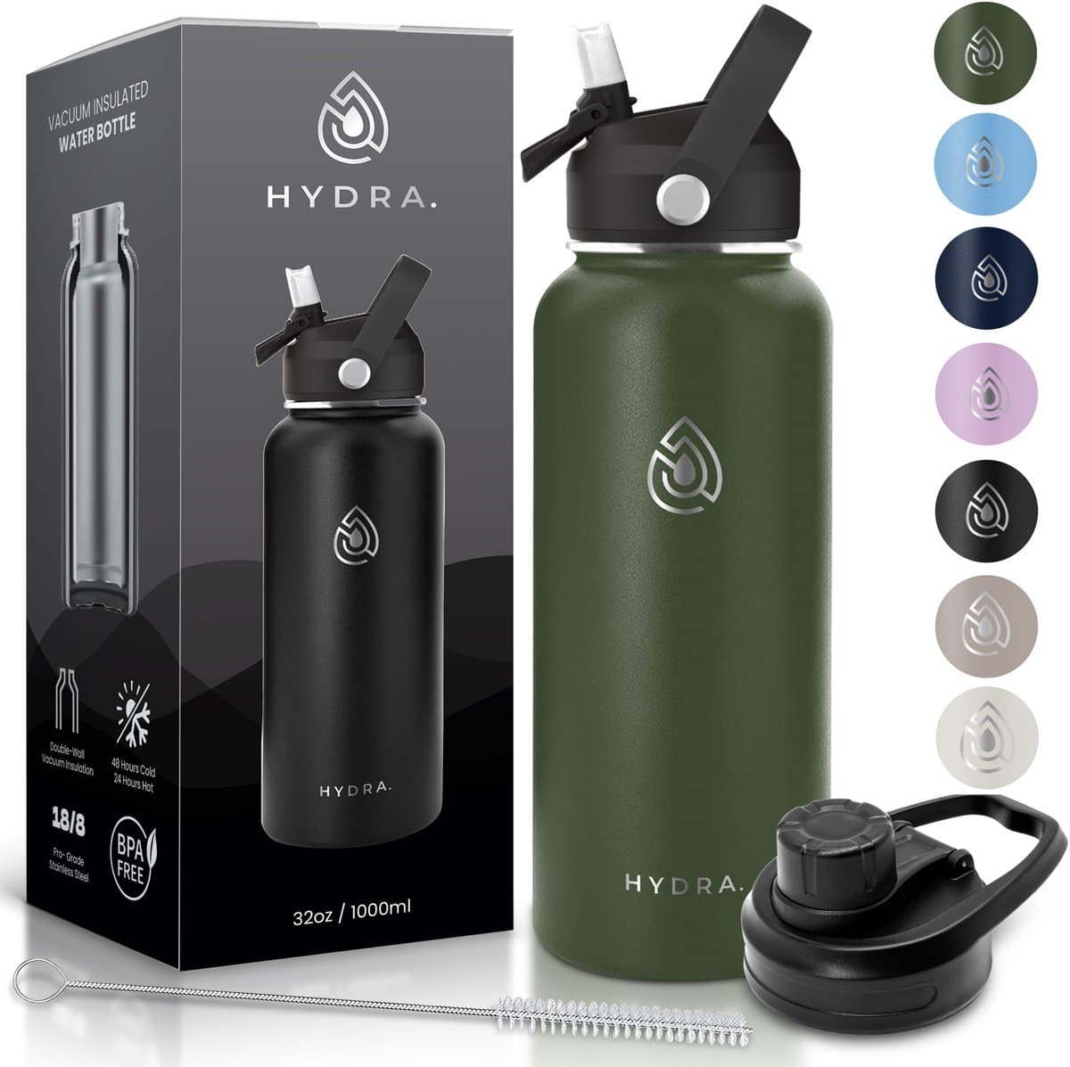 Hydra Essentials RVS Drinkfles 1L - Thermosfles 24u Isolatie