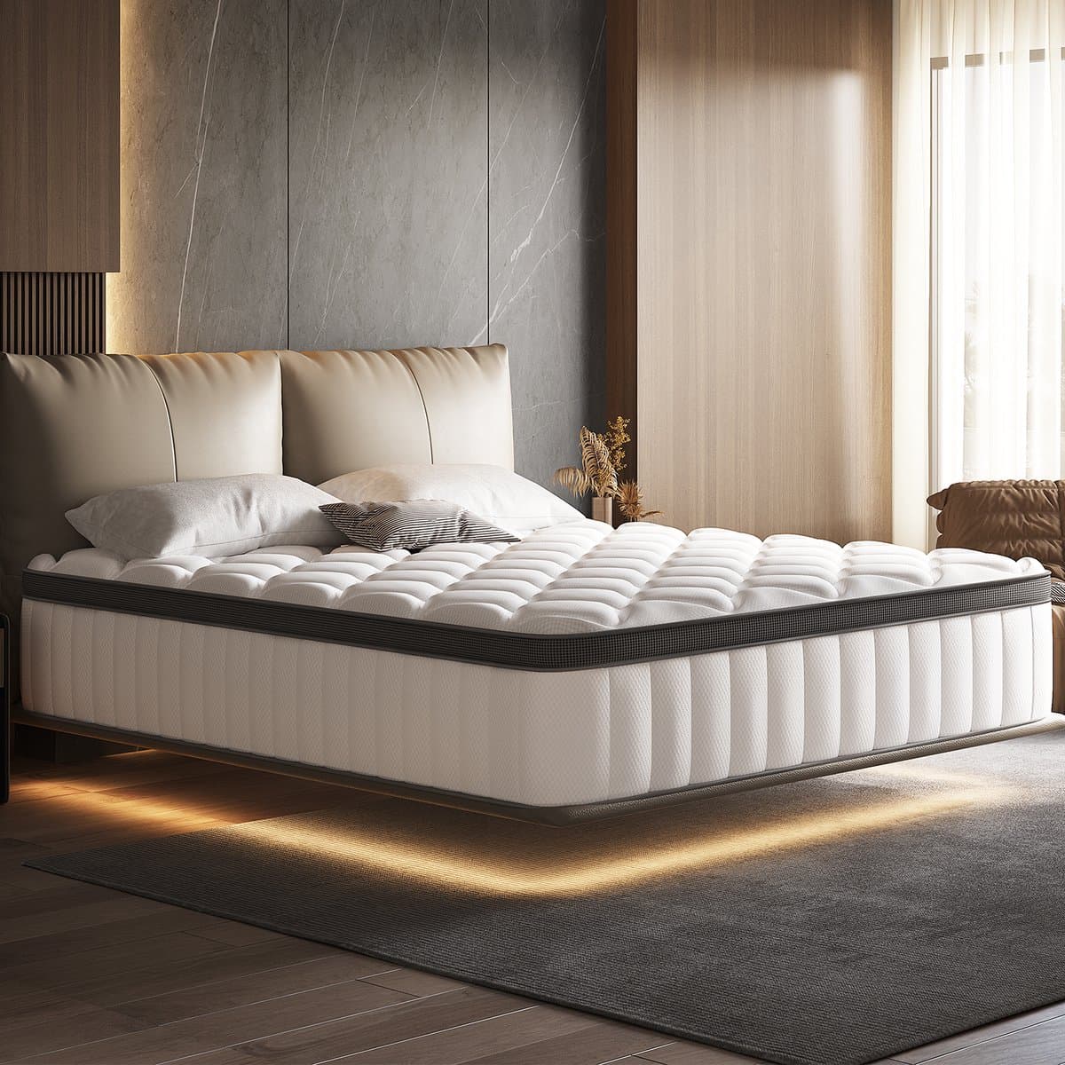 Saikefy Matras 160x200 tweepersoons - 25cm - Pocketvering Matras - 7-Zones - Orthopedisch - Anti-Allergie - Traagschuim - Gemiddelde Stevigheid
