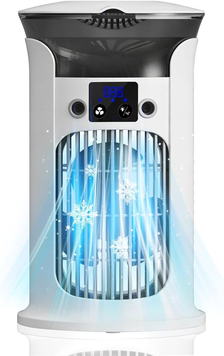 Mini-draagbare airconditioner, kleine draagbare luchtkoeler voor kamers, draagbare airco-unit, stille mobiele airconditioner zonder afvoerslang (wit)