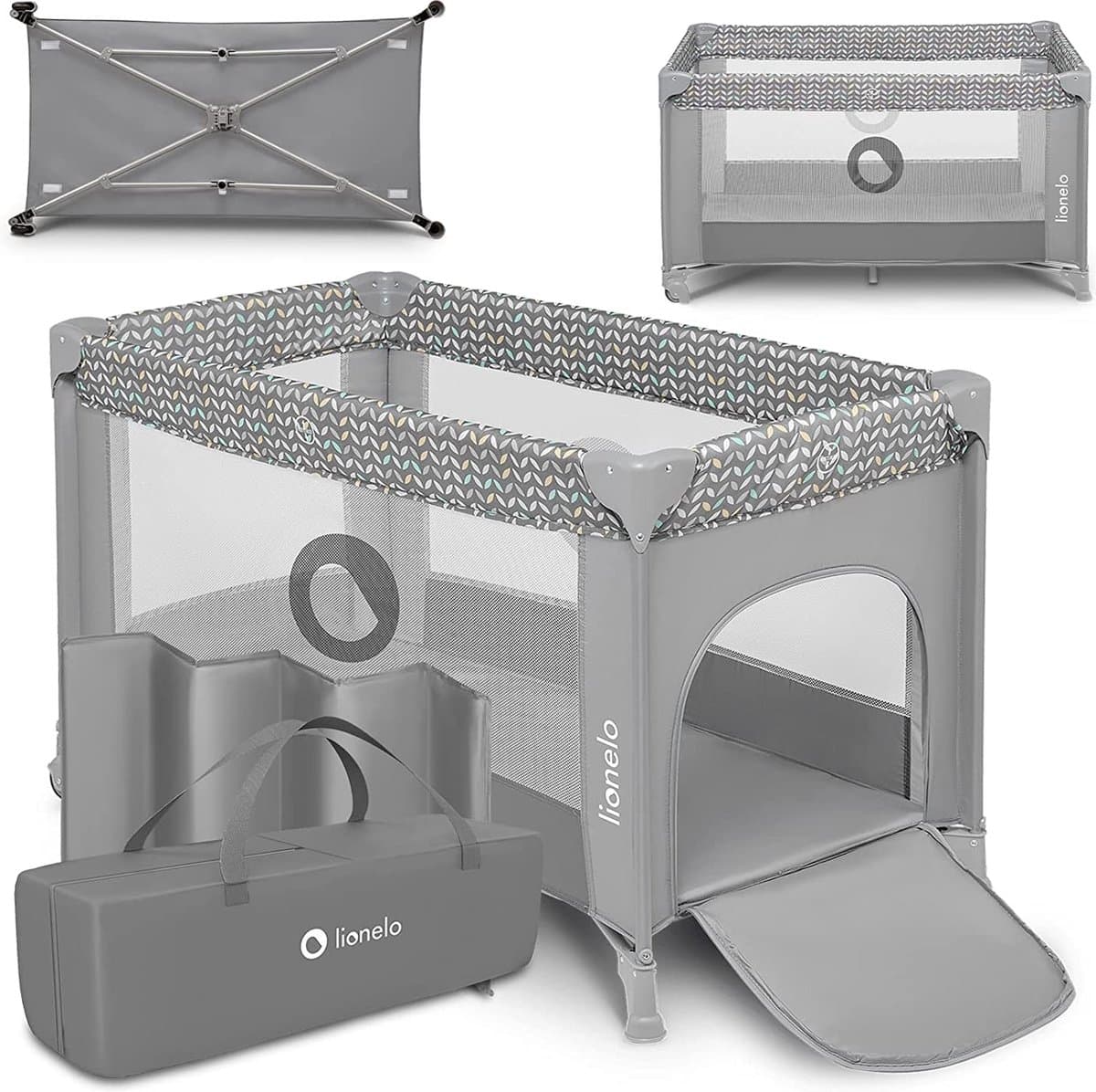 Campingbedje 3 in 1 - Baby Bed / Inklapbare Box / Reisbedje - 60x120 cm - 0-36 maanden / tot 15 kg - MET comfort MATRAS - Zij-ingang met rits - Wielen - Transporttas - Lionelo Stefi Babybed Babybox Ledikant