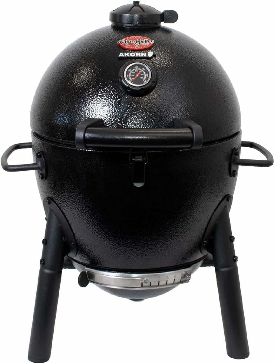 Char-Griller® Akorn Jr. Kamado BBQ en Smoker – Compacte Houtskool Barbecue met Gietijzeren Rooster – Ideaal voor Balkon, Terras, Camping en 2-4 Personen