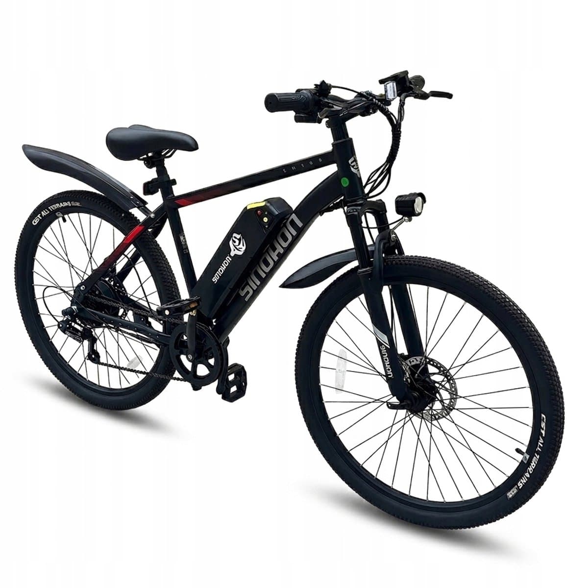 SINOHON EM200D Elektrische MTB – 250W Motor, 36V 10,4Ah Accu, 60km Bereik, 7-Speed Shimano – LED-Koplamp