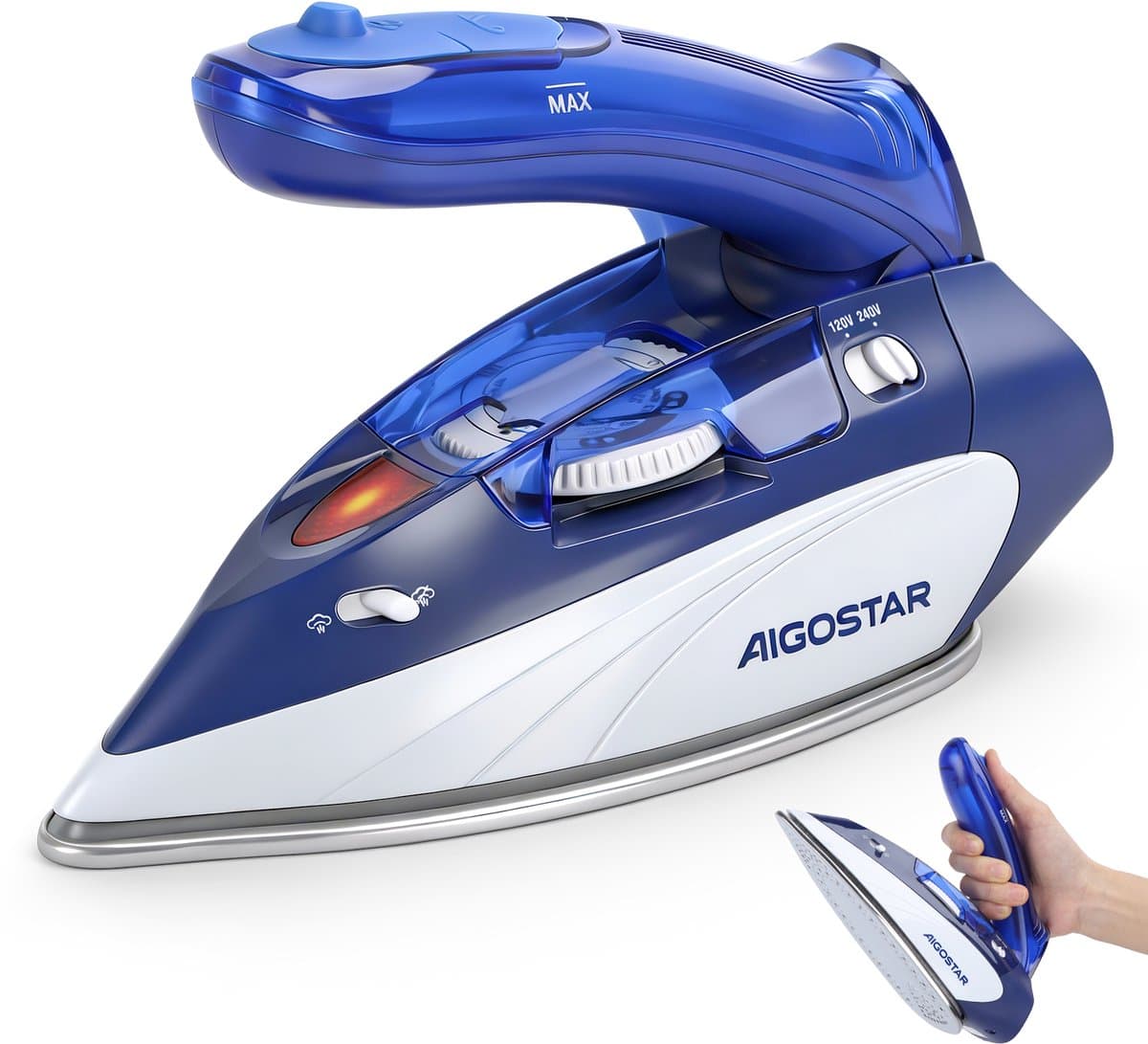 Aigostar Lucas - Reisstrijkijzer - Mini Stoomstrijkijzer - Inklapbaar - Lichtgewicht - 1100W - 110/230V Schakelbaar