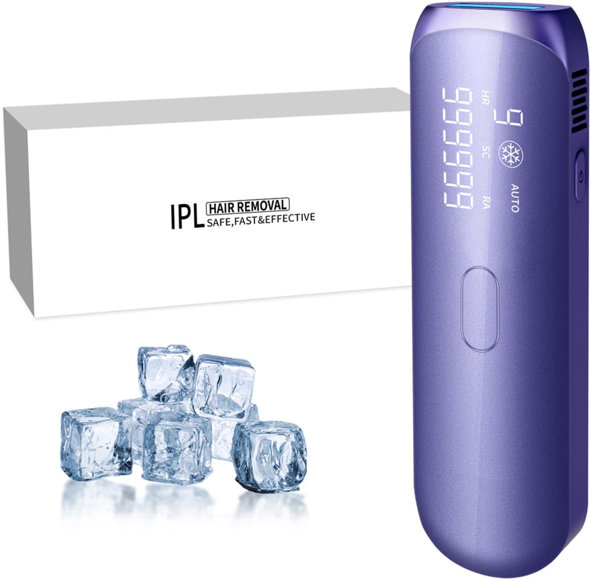 Nawy® IPL Laser Ontharingsapparaat - Laser Ontharing - Pijnloos Ontharen met Ice Cooling - Permanente Ontharing voor alle Lichaamsdelen - voor Mannen en Vrouwen - 999.999 Flitsen - Inclusief Beschermbril en Scheermes - Epileerapparaat Dames
