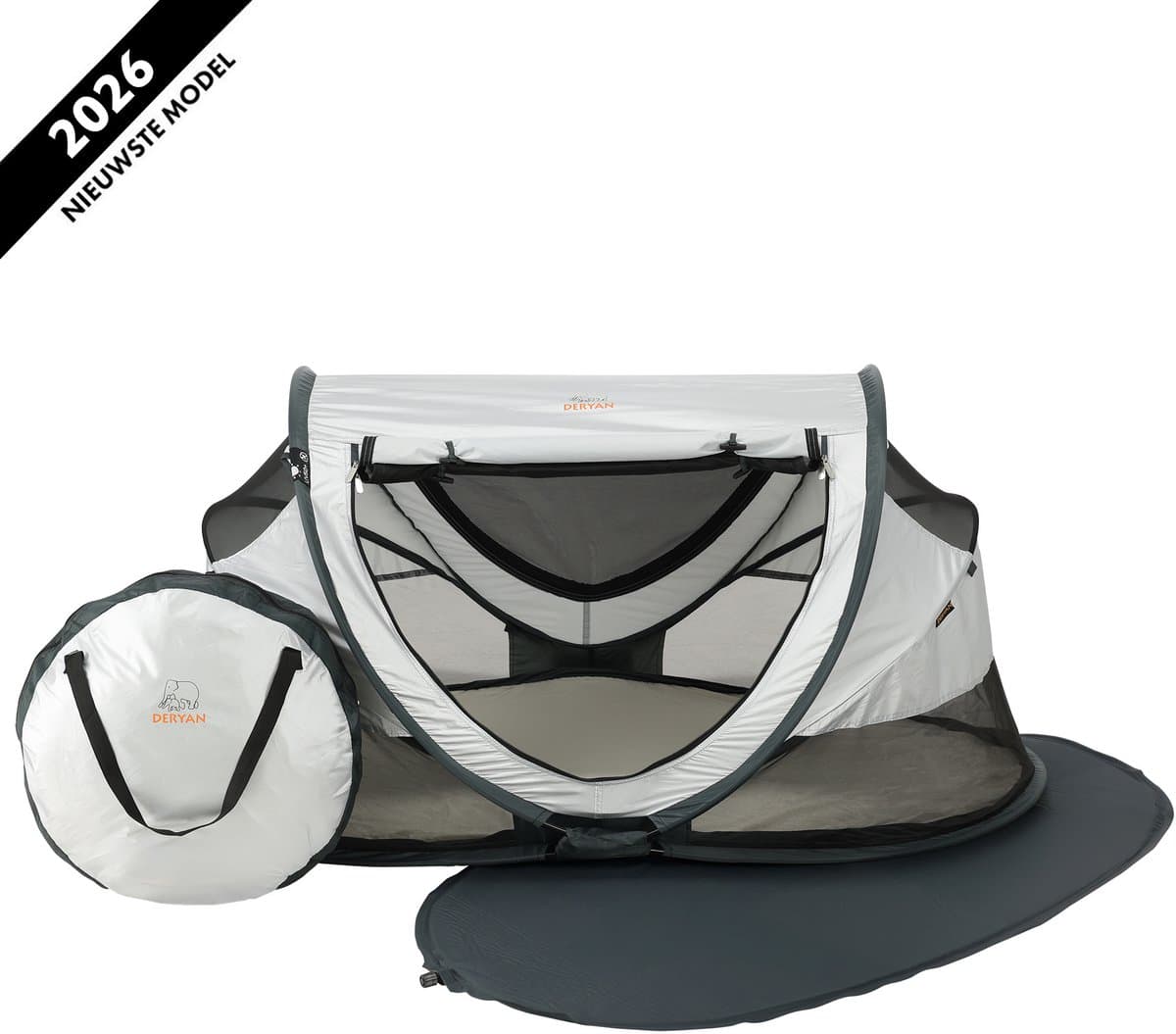 Deryan Peuter Luxe Campingbedje – Inclusief zelfopblaasbare matras - Silver