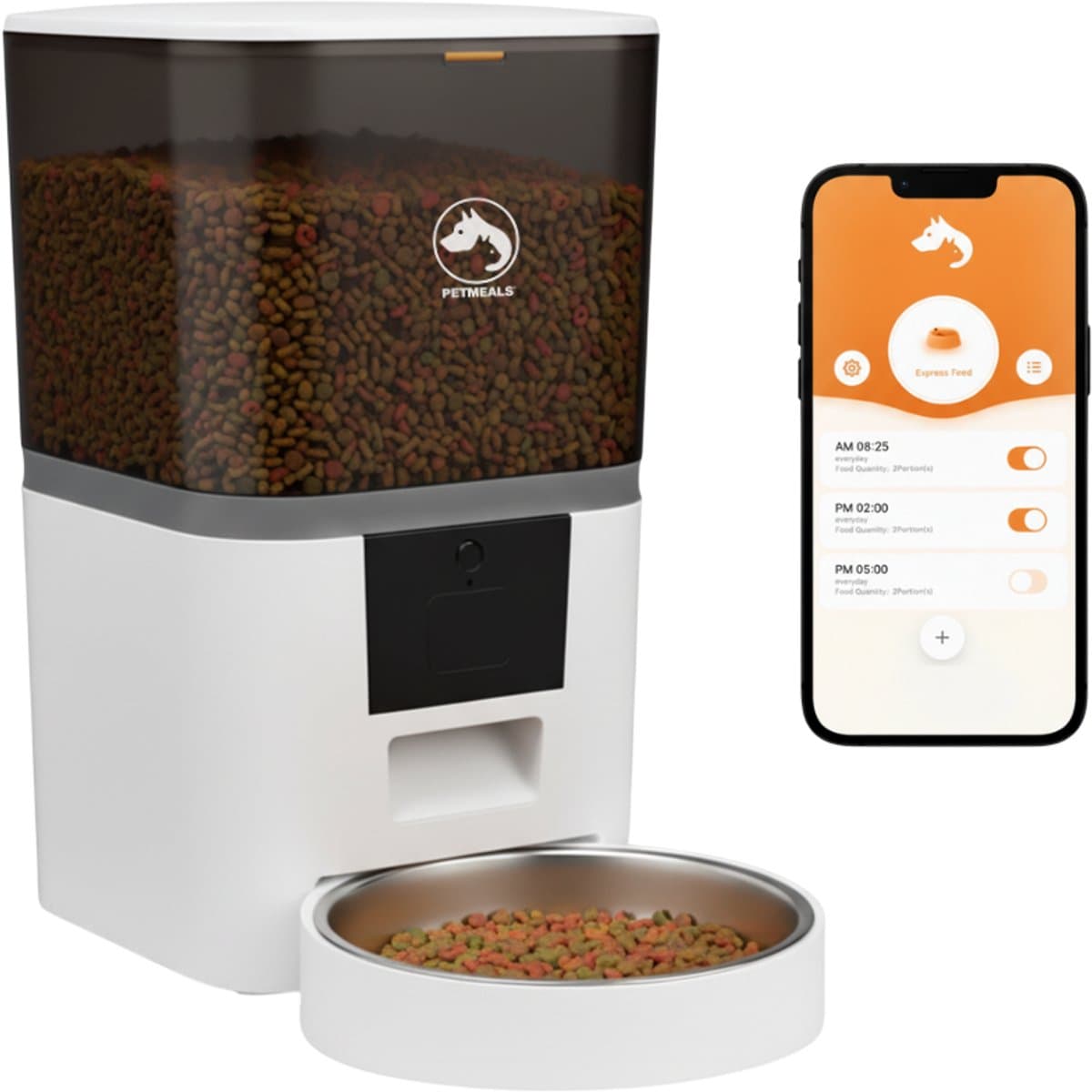 PetMeals® SmartFeed Pro - Automatische Voerbak - WiFi & App Bediening - 6L Inhoud - Voor Katten & Honden - Wit