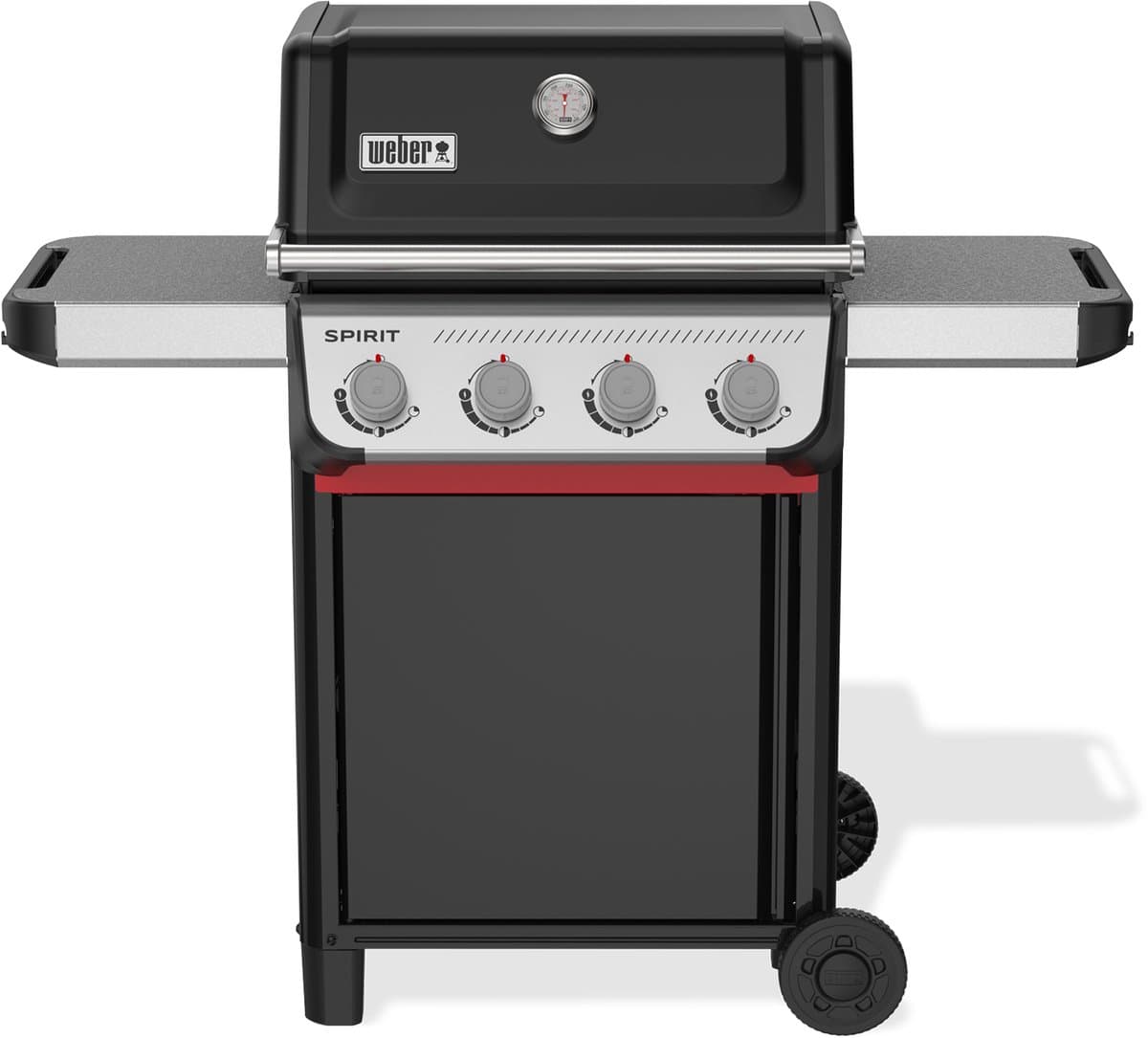 Weber Spirit E-410 - Gasbarbecue - Zwart - 4 Branders met 8,2 kW vermogen - Porselein geëmailleerde gietijzeren grillrooster - 2 Zijtafels - 2 Duurzame wielen - Kast met deur - afbeelding 1