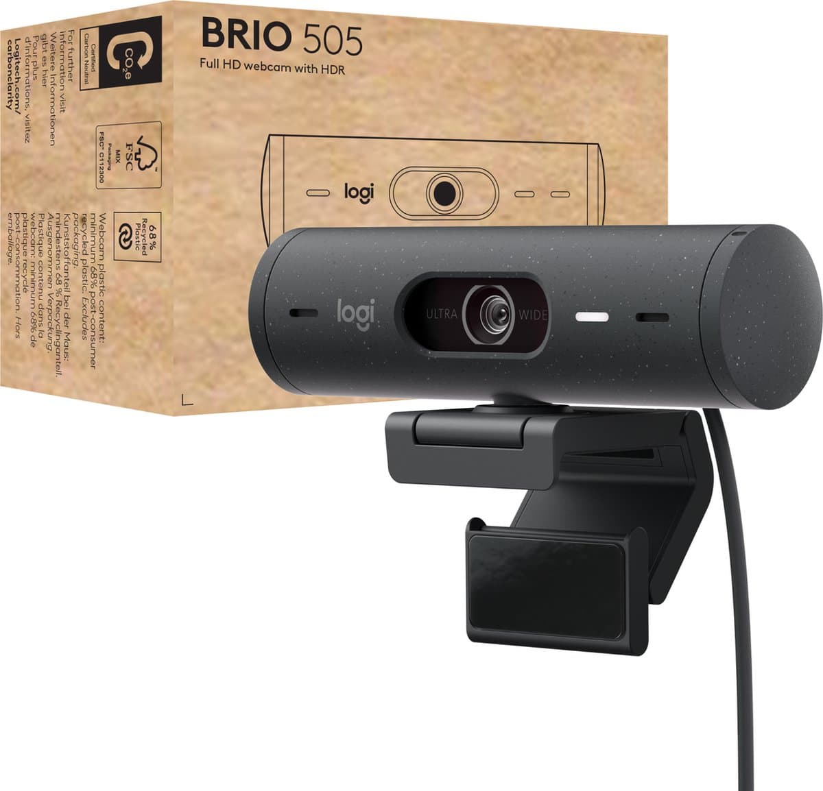 Logitech BRIO 505: 1080p webcam met automatische framing - afbeelding 1
