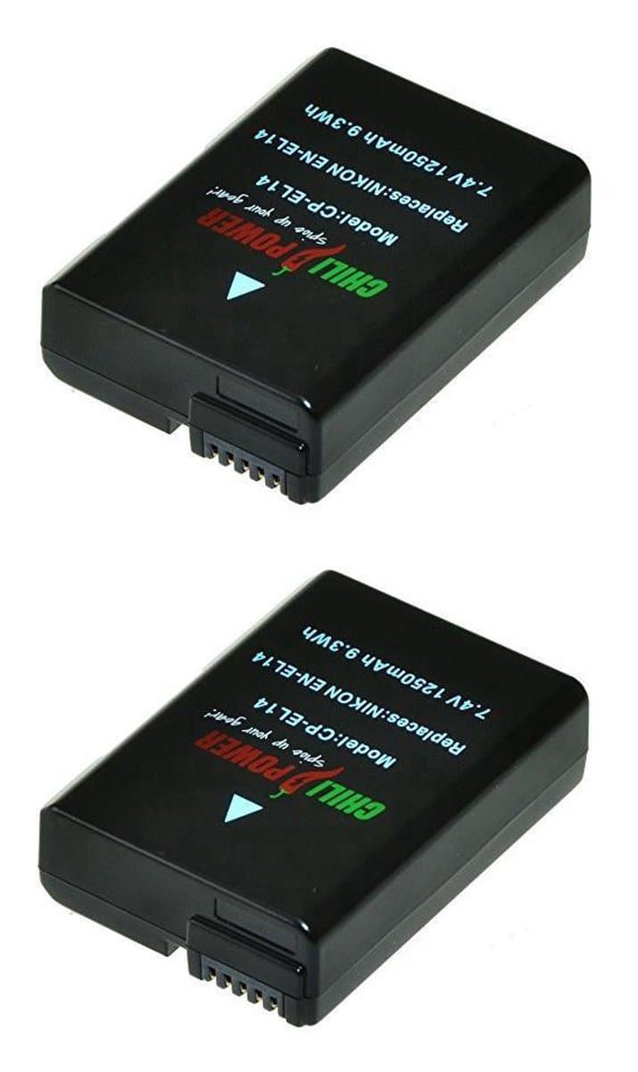 ChiliPower EN-EL14 / EN-EL14a accu voor Nikon - 1250mAh - 2-Pack - afbeelding 1