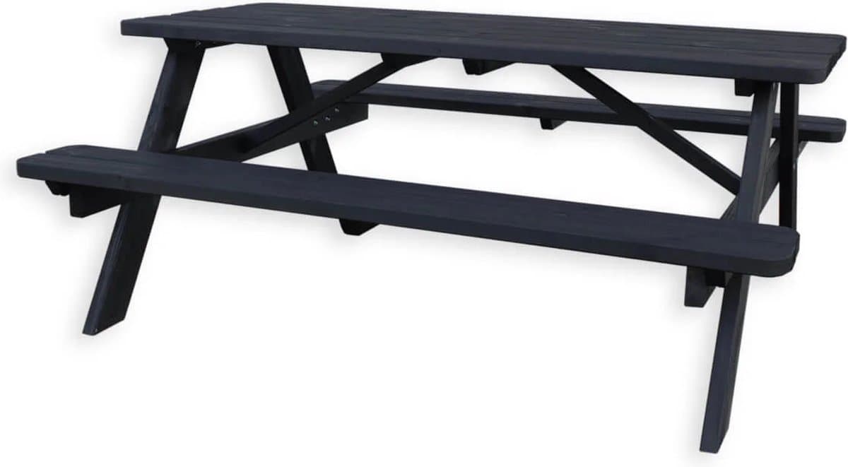 Zwarte Picknicktafel Deluxe 180cm Zwart| Tuintafel 6 Persoons | Duurzaam Behandelde Tuin Tafel