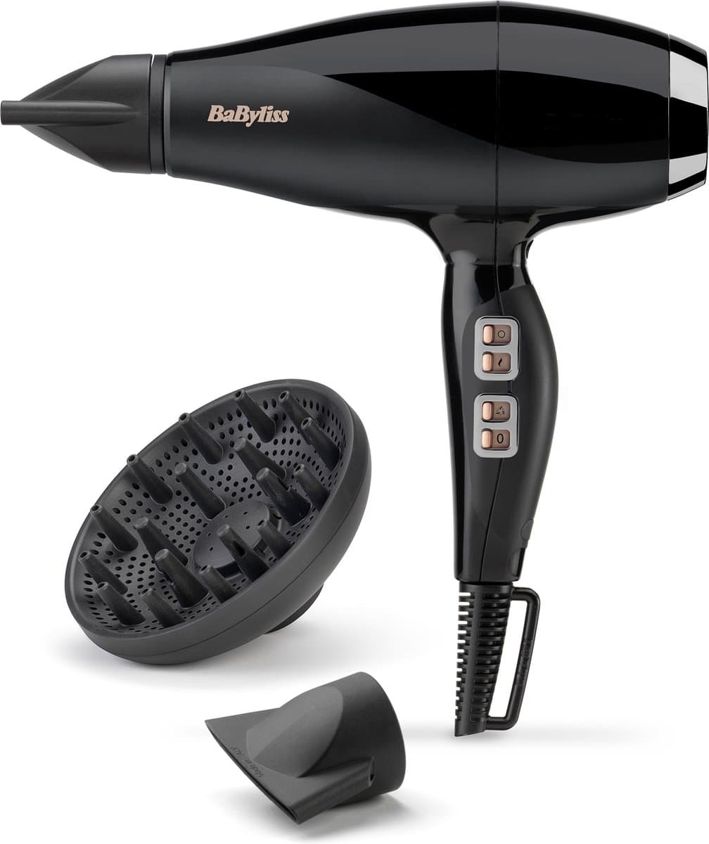 BaByliss Power Pro 2300 6716DE Föhn - Föhn met diffuser en 2 extra blaasmonden - 122 km/u - Coolshot - afbeelding 1