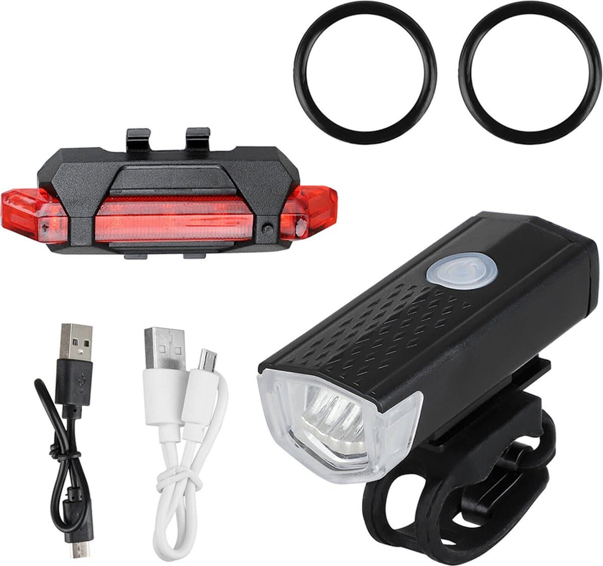 Fietsverlichting - Set voor- en achterlicht - Oplaadbaar - USB - Voorlicht Fiets - Achterlicht Fiets - Verlichting - afbeelding 1