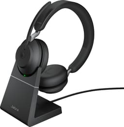 Productfoto van Jabra Evolve2 65 MS Stereo + Stand - Bluetooth Headset - on-ear - wireless - USB-C - noise isolating - black