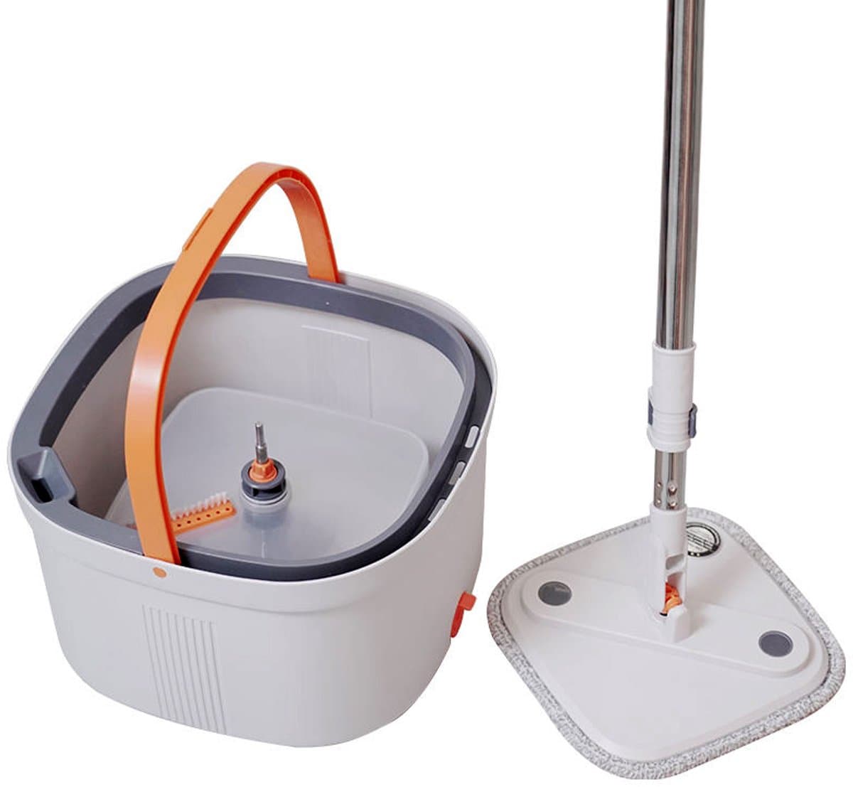 Brivon - Dweilset - Dweilsysteem met Emmer Schoon en Vuil Water Scheiding Spin Mop Verstelbare Steel Microvezel Mop
