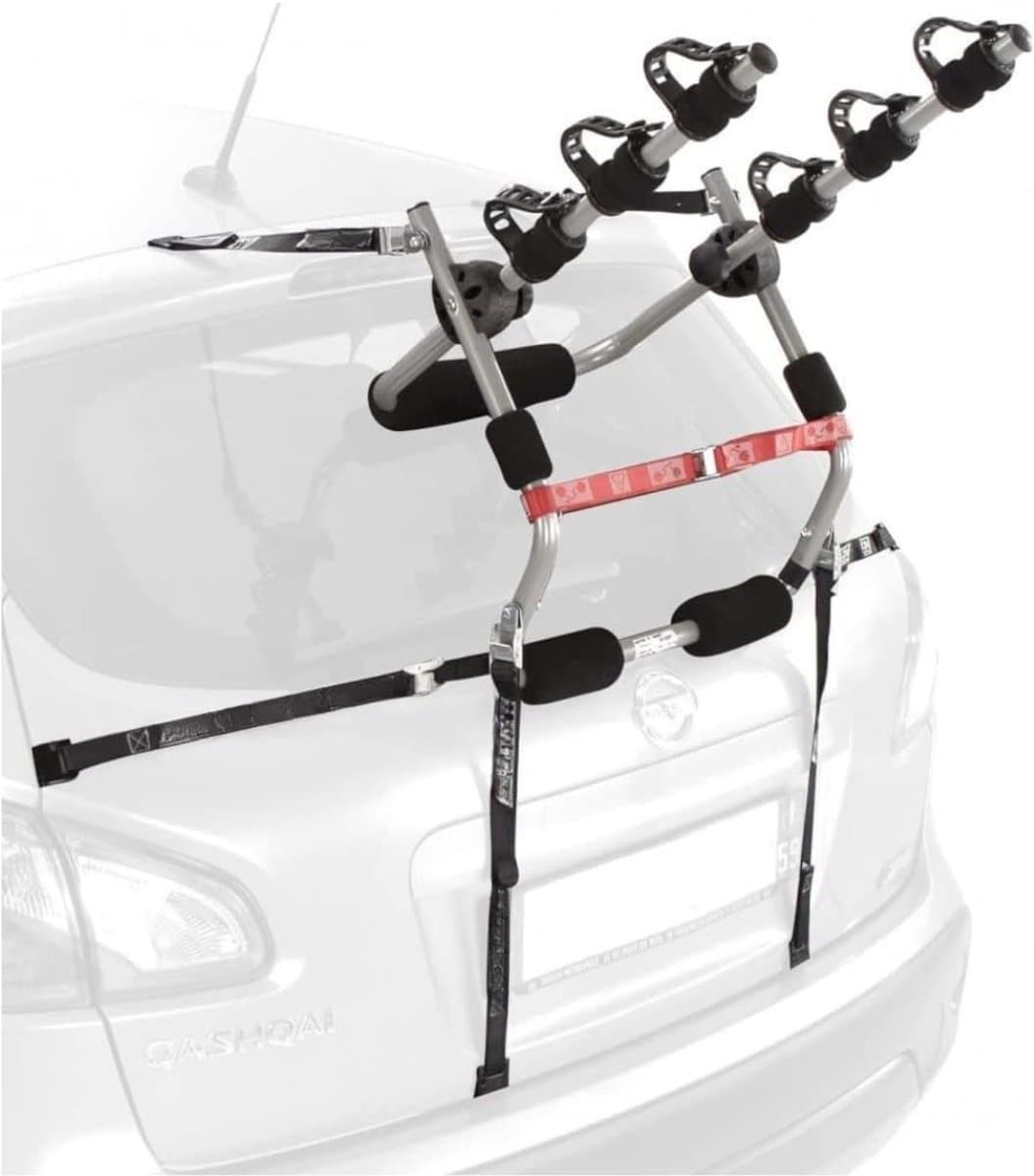 SAVI® Fietsendrager Elektrische Fiets - Fietsendrager - Fietsendrager met Spanband - 3 Fietsen - Geen Trekhaak - Grijs - 16cm x 53cm x 71cm