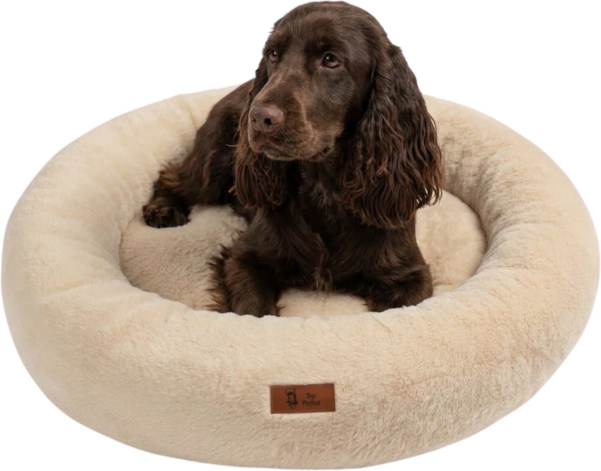 Pet Perfect Orthopedische Hondenmand – Donut Hondenmand – Hondenkussen – Hondenbed – Wasbaar - 80 cm - Beige