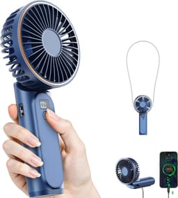 Productfoto van Handventilator - Oplaadbare Mini Ventilator - Draagbare USB Ventilator - 3-in-1 Ventilator Hand Tafel Nek - 4000mAh Batterij - 6 Snelheden - Powerbankfunctie - Opvouwbaar - Stil