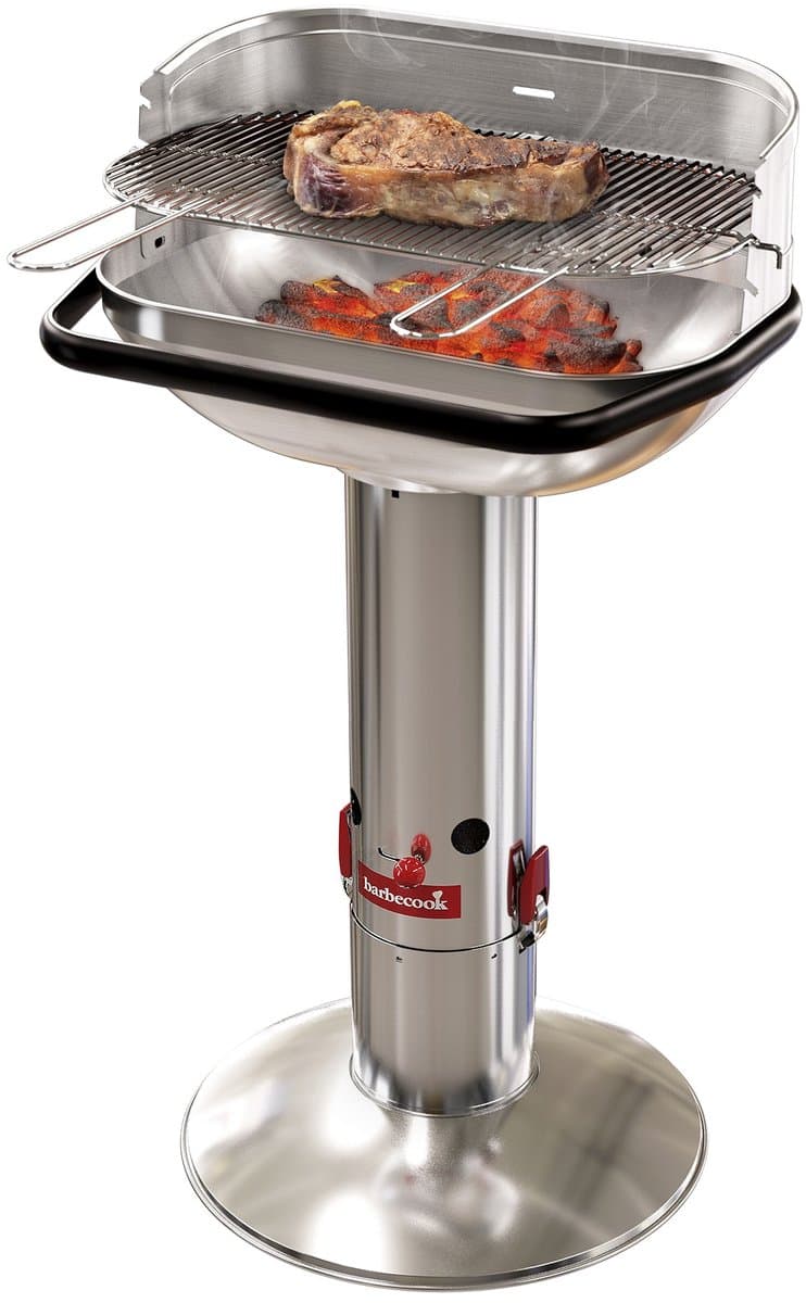 Barbecook Loewy 55 - Houtskool BBQ barbecue - Grilloppervlak 55x33cm - Incl. Windscherm, BBQ rooster en asopvangpot - RVS