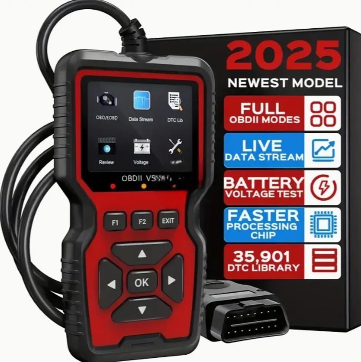 Dutchers® OBDII Autodiagnose Scanner 2025 – Auto scanner - Diagnose apparatuur voor auto's - Universele Codelezer met Live Data, Accutest & 35.901 Foutcodes - Storing verwijderen – OBD2 Uitlezen in het Nederlands – Auto Diagnosehulpmiddel