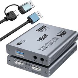 Productfoto van AdroitGoods HDMI Capture Card - USB 3.0 Video Capture - 1080p 60fps Opname - 4K 60Hz Passthrough - USB-C - Streaming - Gaming - Aluminium - Microfoon