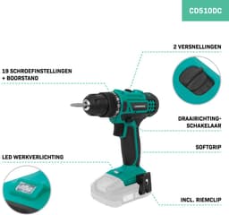 Productfoto van VONROC Accuboormachine 20V: 19+1 standen, 25Nm