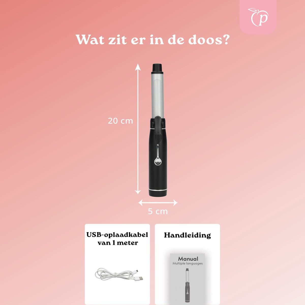PeachBeauty Mini Krultang Draadloos - Compact en Keramisch