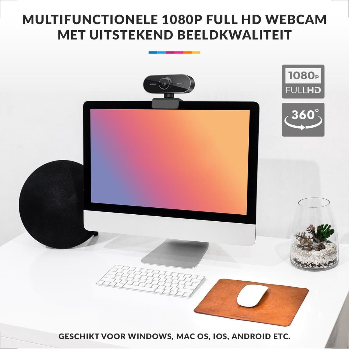 YONO YONO Webcam 1080P Full HD met microfoon - zwart