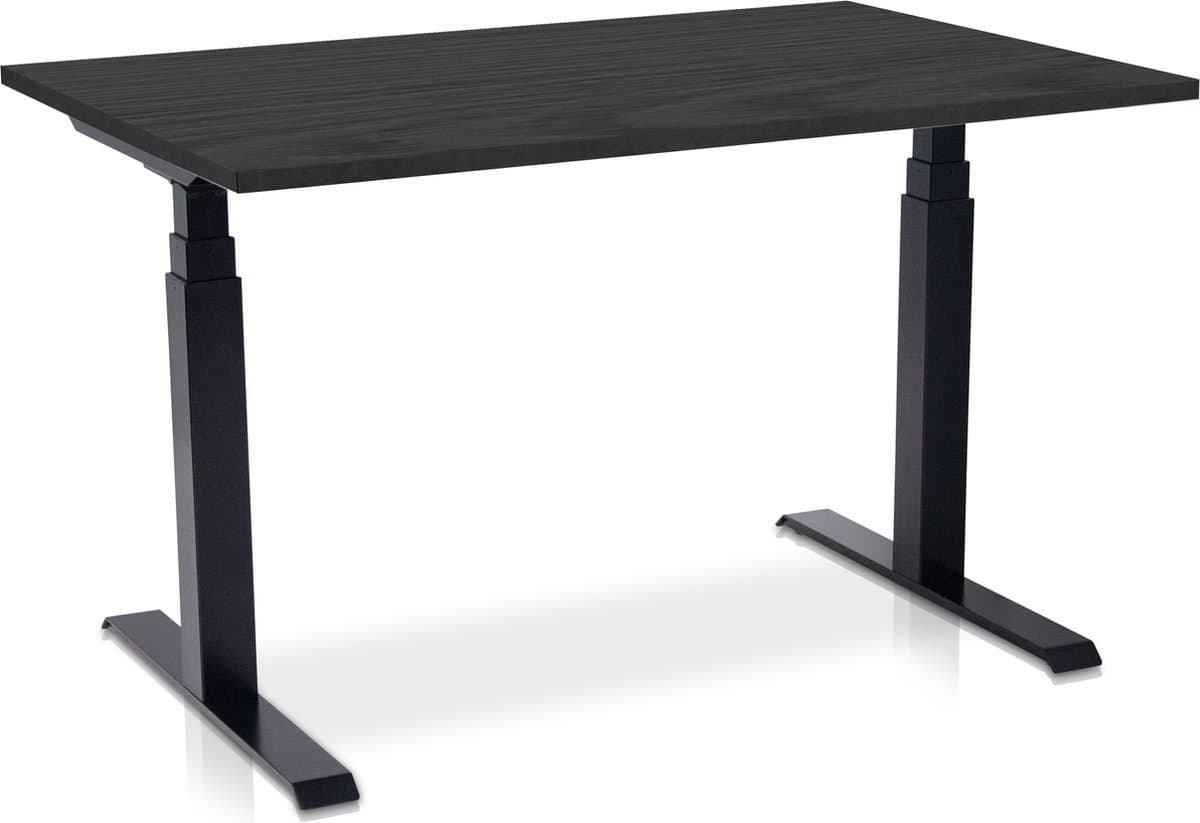 Zit-sta bureau elektrisch verstelbaar - MRC PRO NEN-EN 527 | 160 x 80 cm | frame zwart- blad zwart eiken | memory functie met USB | 150kg draagvermogen