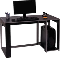 Productfoto van Bureau met computercompartiment - Werktafel PC tafel - Thuiswerken - Royale beenruimte - 120x60x76 cm - Zwart grijs