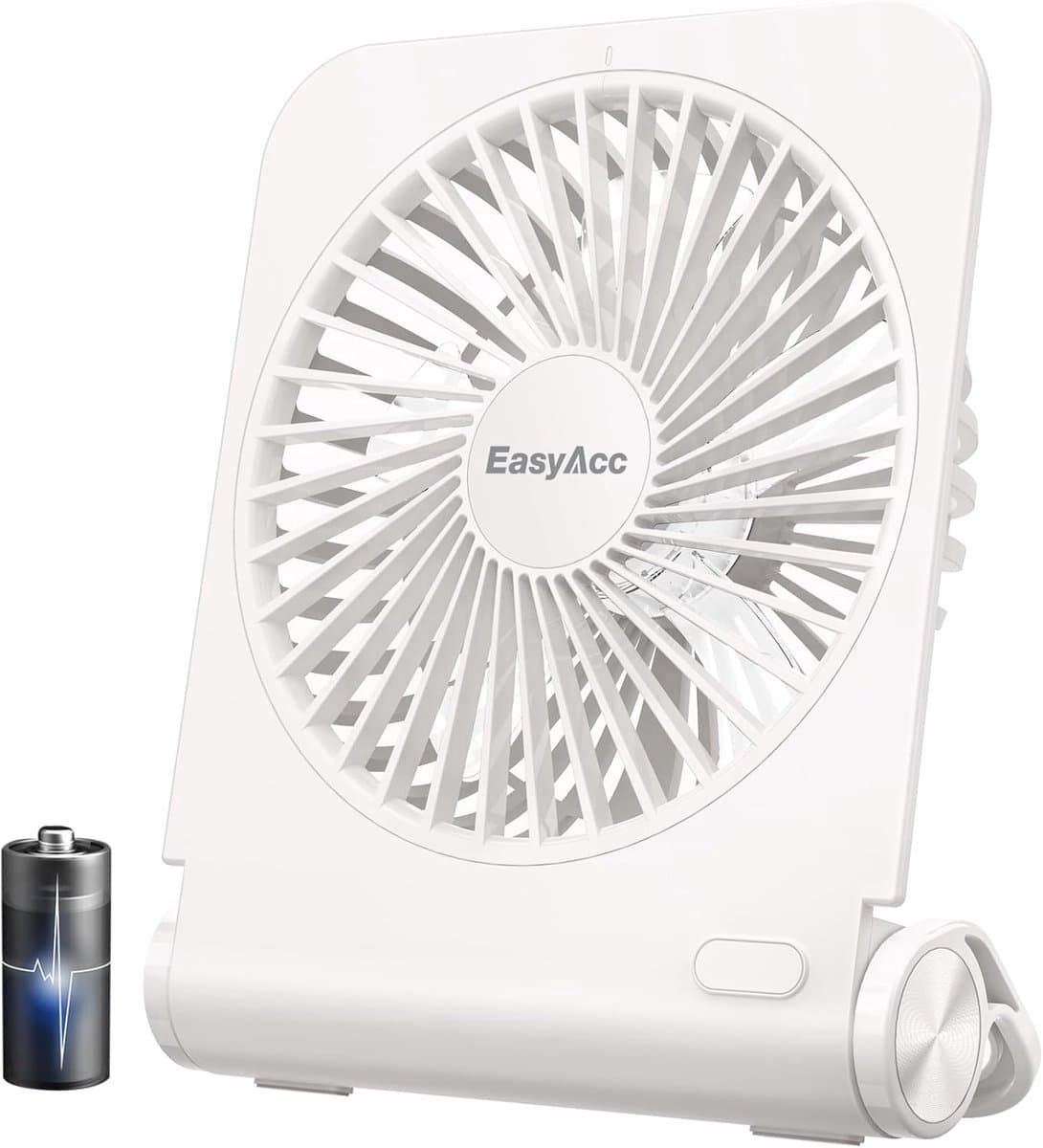Solvix tafel ventilator geluidloos - Tafelfan - Wit - Oplaadbare 4000 mAh Batterij - Super Stil - Voor Thuis en Kantoor