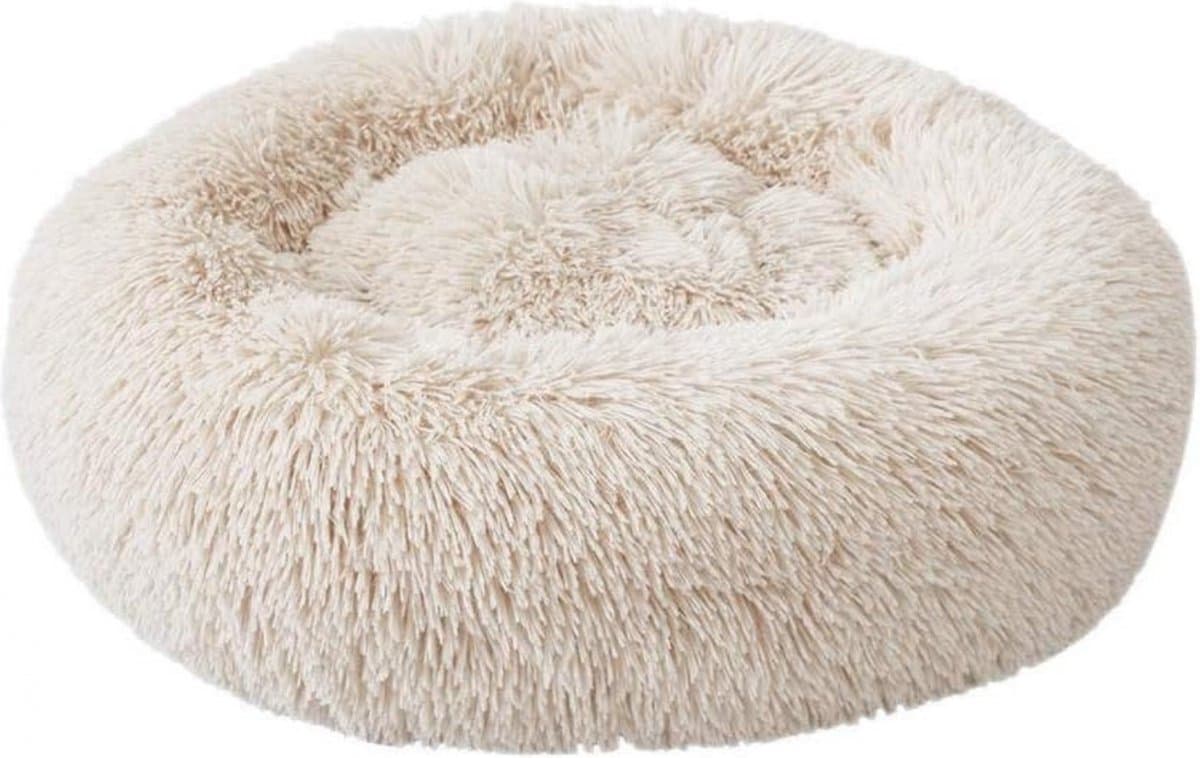 Donut Hondenmand - Kattenmand - Maat M - 60cm (ligvlak van 45cm) - Beige - Fluffy en Wasbaar