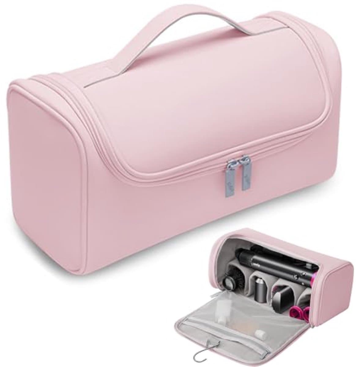 PromoHome Reistas voor Föhn - Draagbare Opbergtas voor Dyson Airwrap en Accessoires - Waterdichte Hangende Reistas - Roze