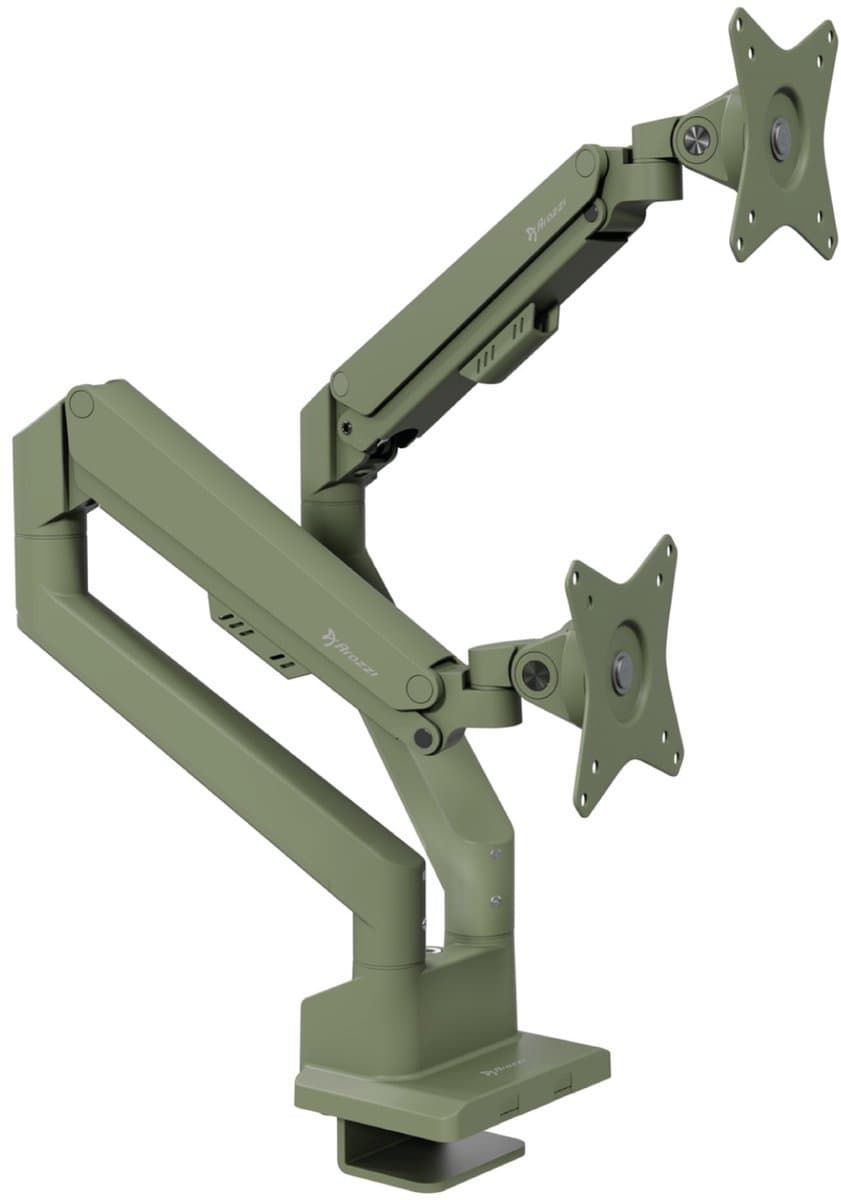 Arozzi Alzare Neo Dubbele Monitor Arm - Gasfeder - Kabelbeheer - 17" tot 34" - Bosgroen