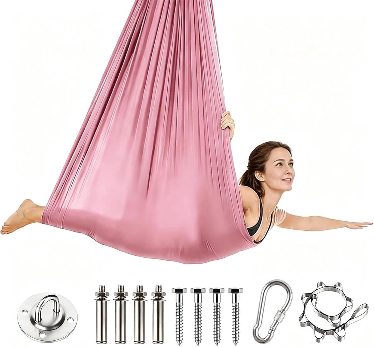 Yoga hangmat - Aerial swing - Yoga Stretcher - met volledige installatie - hardware - Extra sterk doek - 280 x 150 cm - ideaal voor indoor en anti-zwaartekracht-oefeningen