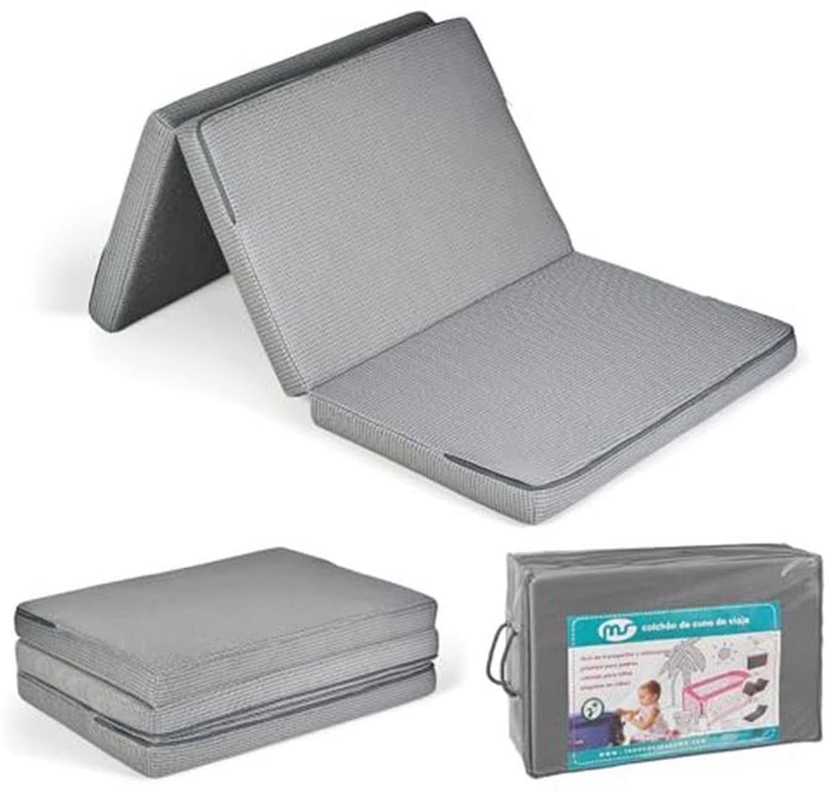 Reiswieg Matras 120x60 cm | Opvouwbaar, Ademend en Antiallergisch | Inclusief Draagtas | Voor Baby's