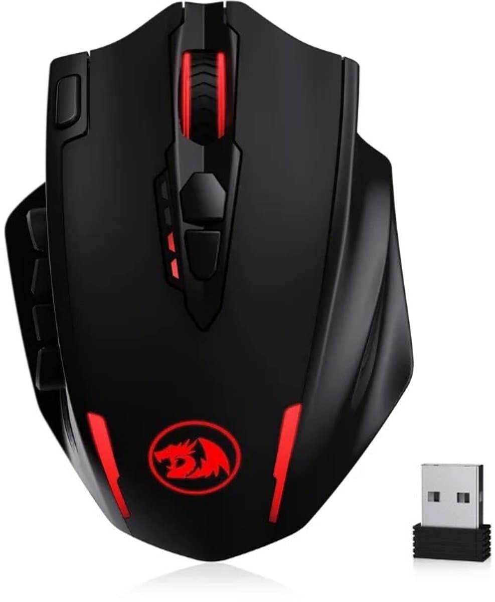 Aafinity Muis - Draadloze Muis - USB muis - 16000 DPI - Zwart - 2.4 GHZ Draadloos - 12 zijknoppen - Gemakkelijk schakelen tussen draadloos en bedraad