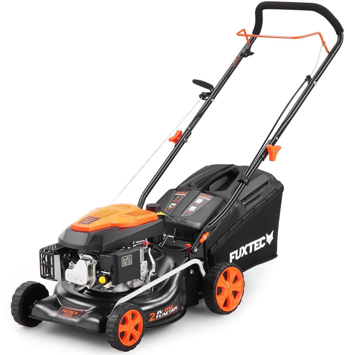 FUXTEC Benzine Grasmaaier FX-RM4346ECO 2in1 - 3,5pk / 2,6kW - 42cm Maaibreedte - 5-traps Maaihoogteverstelling - 146ccm 4-Takt - Incl. 40L Grasvanger & Reinigingsaansluiting