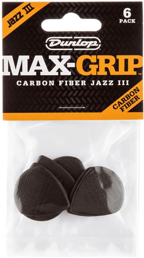 Dunlop 471P3C Max Grip Jazz III Carbon Fiber 1.38mm Plectrum 6-Pack - Plectra, zakje met 6 stuks
