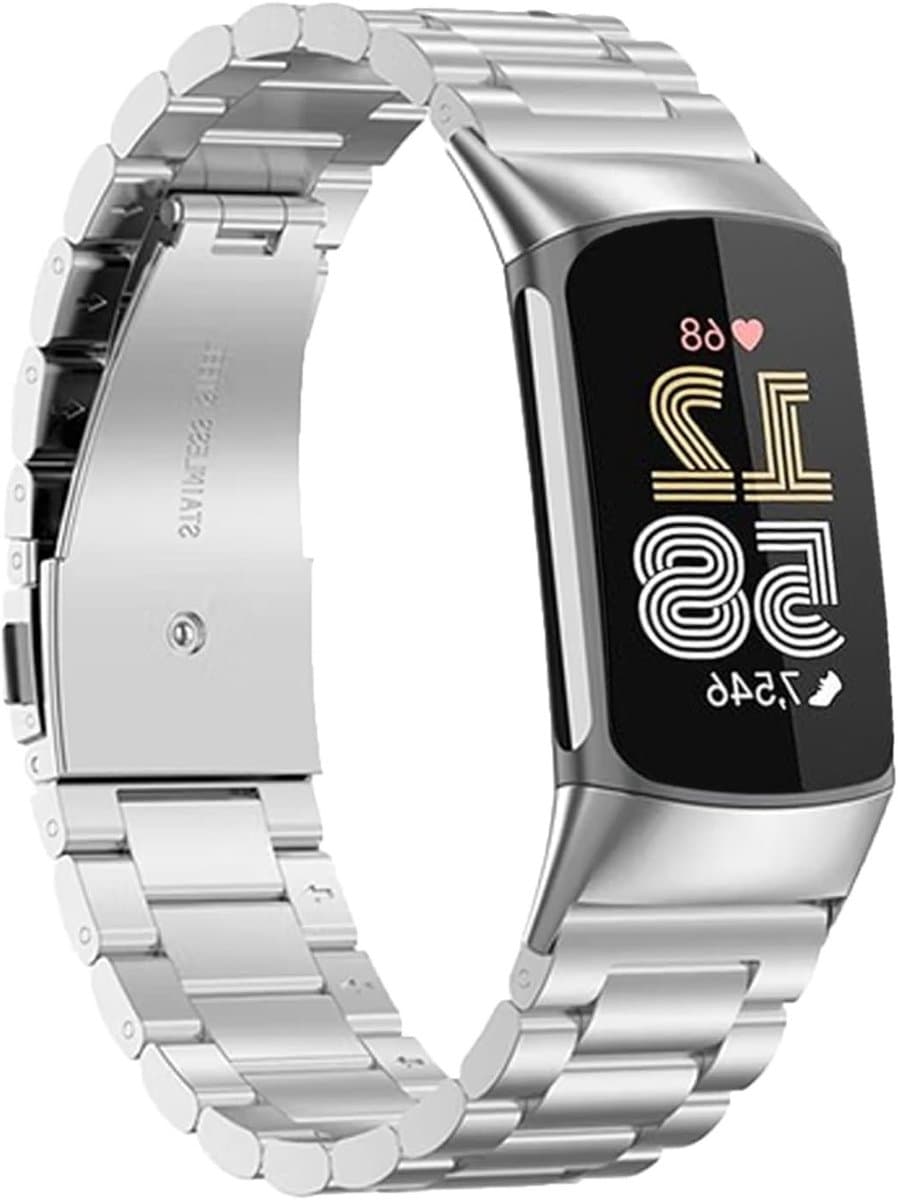 Stainless Steel Horlogeband 18MM voor Fitbit Charge 6/5, Verstelbare Metalen Vervangband met Snelle Bevestiging voor Fitness Tracker en Stijlvolle Look