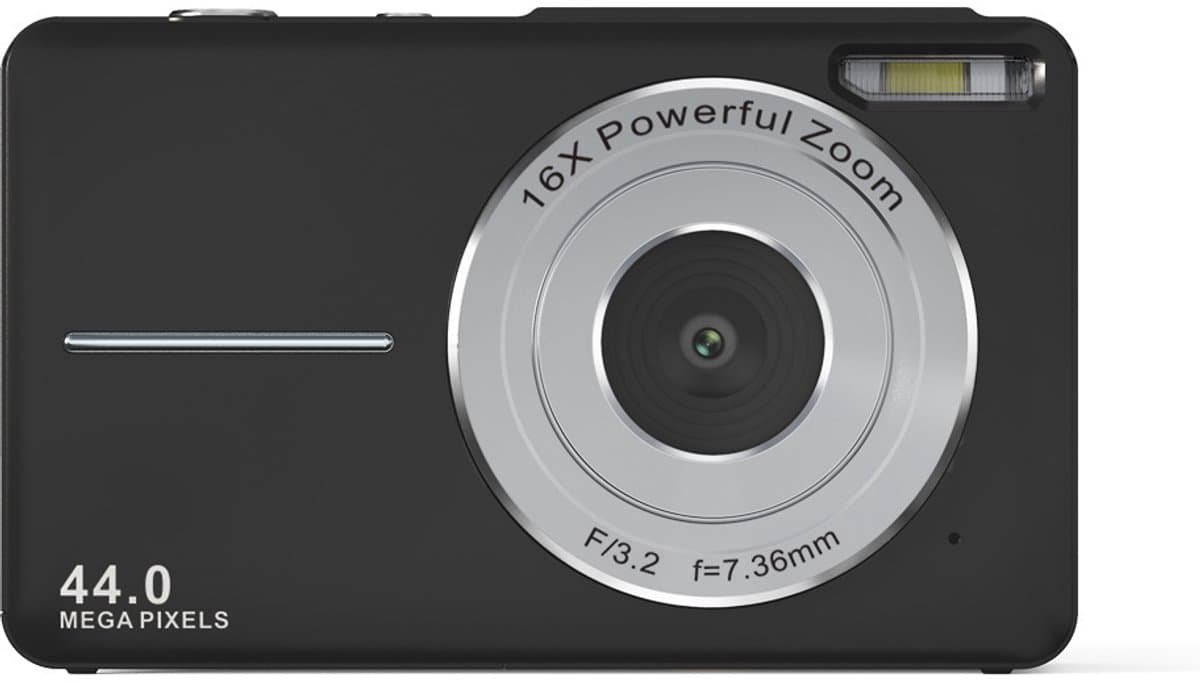 Digitale camera 1080p 44MP fototoestel met 16X digitale zoom, vlogging apparaat compact met 2,4 inch lcd-scherm, 32G micro-geheugenkaart, 1 accu voor kinderen, tieners, studenten