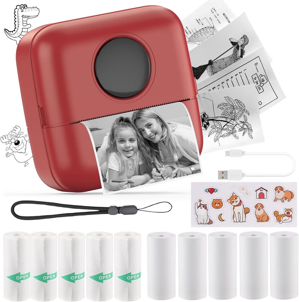 Mini Printer - Draagbare Printer - Foto's Printen - Inclusief 10 Rollen Papier - 82 x 82 x 45 mm