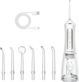 Productfoto van Oplaadbare Waterflosser - Wit - 300 ml - Draadloze Mondirrigator met 5 Reinigingsmodi - Voor Tanden en Tandvlees