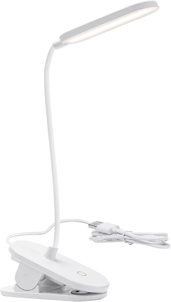 Aigostar 10A52 - Bureaulamp LED Dimbaar- met Klem - helderheidsmodi - Verstelbare Leeslamp - 4000K - Wit